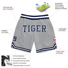 Laden Sie das Bild in den Galerie-Viewer, Custom Gray Navy-White Authentic Throwback Basketball Shorts