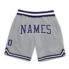 Laden Sie das Bild in den Galerie-Viewer, Custom Gray Navy-White Authentic Throwback Basketball Shorts