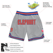 Laden Sie das Bild in den Galerie-Viewer, Custom Gray Orange-Royal Authentic Throwback Basketball Shorts