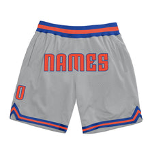 Laden Sie das Bild in den Galerie-Viewer, Custom Gray Orange-Royal Authentic Throwback Basketball Shorts