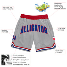 Load image into Gallery viewer, Custom Gray Royal-Red Authentic Throwback Basketball Shorts
