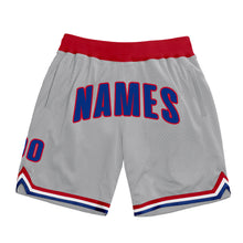 Load image into Gallery viewer, Custom Gray Royal-Red Authentic Throwback Basketball Shorts