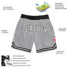 Загрузить изображение в средство просмотра галереи, Custom Gray White-Black Authentic Throwback Basketball Shorts