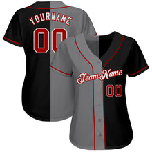 Загрузить изображение в средство просмотра галереи, Custom Black Red-Gray Authentic Split Fashion Baseball Jersey