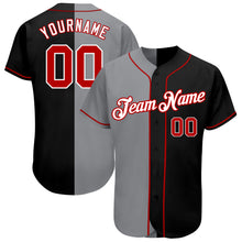 Загрузить изображение в средство просмотра галереи, Custom Black Red-Gray Authentic Split Fashion Baseball Jersey