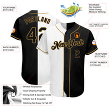 Laden Sie das Bild in den Galerie-Viewer, Custom White-Black Old Gold Authentic Split Fashion Baseball Jersey