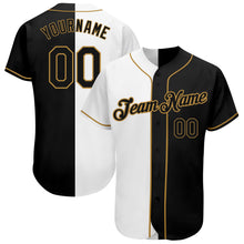 Laden Sie das Bild in den Galerie-Viewer, Custom White-Black Old Gold Authentic Split Fashion Baseball Jersey