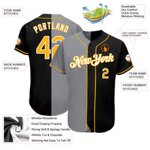 Laden Sie das Bild in den Galerie-Viewer, Custom Black Gold-Gray Authentic Split Fashion Baseball Jersey