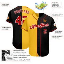 Laden Sie das Bild in den Galerie-Viewer, Custom Black Red-Yellow Authentic Split Fashion Baseball Jersey