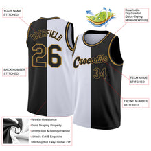 Load image into Gallery viewer, Custom White Black-Old Gold Authentic Split Fashion Basketball Jersey