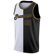Load image into Gallery viewer, Custom White Black-Old Gold Authentic Split Fashion Basketball Jersey