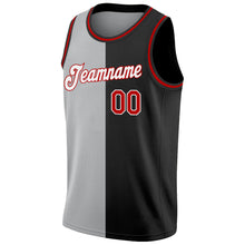 Charger l'image dans la galerie, Custom Black Red-Gray Authentic Split Fashion Basketball Jersey