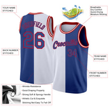 Charger l'image dans la galerie, Custom White Royal-Red Authentic Split Fashion Basketball Jersey