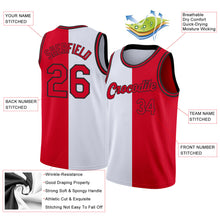 Load image into Gallery viewer, Custom White Red-Black Authentic Split Fashion Basketball Jersey
