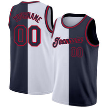Charger l'image dans la galerie, Custom White Navy-Red Authentic Split Fashion Basketball Jersey
