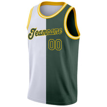 Charger l'image dans la galerie, Custom White Hunter Green-Gold Authentic Split Fashion Basketball Jersey