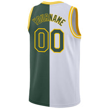 Charger l'image dans la galerie, Custom White Hunter Green-Gold Authentic Split Fashion Basketball Jersey