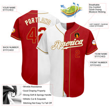 Laden Sie das Bild in den Galerie-Viewer, Custom White Red-Old Gold Authentic Split Fashion Baseball Jersey