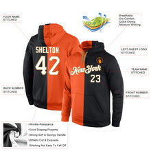 Laden Sie das Bild in den Galerie-Viewer, Custom Stitched Orange White-Black Split Fashion Sports Pullover Sweatshirt Hoodie