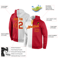 Load image into Gallery viewer, Custom Stitched White Red-Gold Split Fashion Sports Pullover Sweatshirt Hoodie