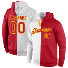 Load image into Gallery viewer, Custom Stitched White Red-Gold Split Fashion Sports Pullover Sweatshirt Hoodie