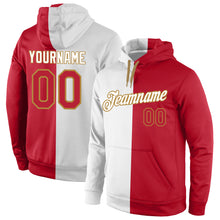 Load image into Gallery viewer, Custom Stitched White Red-Old Gold Split Fashion Sports Pullover Sweatshirt Hoodie