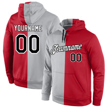 Load image into Gallery viewer, Custom Stitched Gray Black-Red Split Fashion Sports Pullover Sweatshirt Hoodie