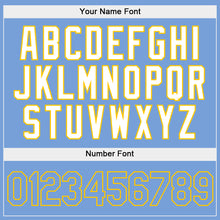 Charger l'image dans la galerie, Custom Stitched White Light Blue-Gold Split Fashion Sports Pullover Sweatshirt Hoodie