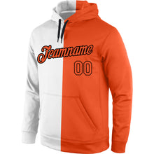 Load image into Gallery viewer, Custom Stitched White Orange-Black Split Fashion Sports Pullover Sweatshirt Hoodie