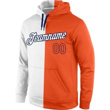 Charger l'image dans la galerie, Custom Stitched White Orange-Navy Split Fashion Sports Pullover Sweatshirt Hoodie
