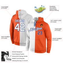Load image into Gallery viewer, Custom Stitched Orange White-Royal Split Fashion Sports Pullover Sweatshirt Hoodie