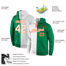Charger l'image dans la galerie, Custom Stitched Kelly Green White-Orange Split Fashion Sports Pullover Sweatshirt Hoodie