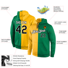 Laden Sie das Bild in den Galerie-Viewer, Custom Stitched Gold Black-Kelly Green Split Fashion Sports Pullover Sweatshirt Hoodie