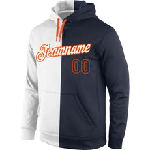 Load image into Gallery viewer, Custom Stitched White Navy-Orange Split Fashion Sports Pullover Sweatshirt Hoodie