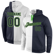 Charger l'image dans la galerie, Custom Stitched White Navy-Neon Green Split Fashion Sports Pullover Sweatshirt Hoodie