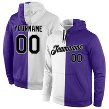 Charger l'image dans la galerie, Custom Stitched White Black-Purple Split Fashion Sports Pullover Sweatshirt Hoodie