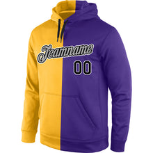 Charger l'image dans la galerie, Custom Stitched Gold Black-Purple Split Fashion Sports Pullover Sweatshirt Hoodie