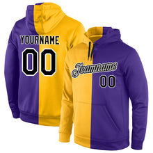 Charger l'image dans la galerie, Custom Stitched Gold Black-Purple Split Fashion Sports Pullover Sweatshirt Hoodie