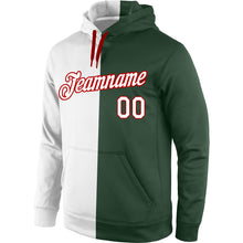 Load image into Gallery viewer, Custom Stitched Green White-Red Split Fashion Sports Pullover Sweatshirt Hoodie