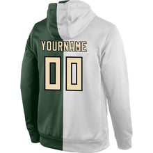 Load image into Gallery viewer, Custom Stitched White Cream-Green Split Fashion Sports Pullover Sweatshirt Hoodie