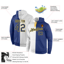 Load image into Gallery viewer, Custom Stitched White Royal-Gold Split Fashion Sports Pullover Sweatshirt Hoodie