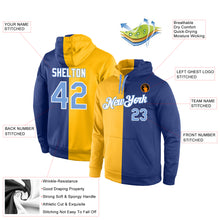 Charger l'image dans la galerie, Custom Stitched Gold Light Blue-Royal Split Fashion Sports Pullover Sweatshirt Hoodie