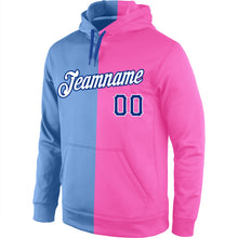 Charger l'image dans la galerie, Custom Stitched Light Blue Royal-Pink Split Fashion Sports Pullover Sweatshirt Hoodie