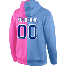 Charger l'image dans la galerie, Custom Stitched Light Blue Royal-Pink Split Fashion Sports Pullover Sweatshirt Hoodie