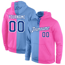 Charger l'image dans la galerie, Custom Stitched Light Blue Royal-Pink Split Fashion Sports Pullover Sweatshirt Hoodie