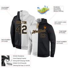 Load image into Gallery viewer, Custom Stitched White Black-Old Gold Split Fashion Sports Pullover Sweatshirt Hoodie