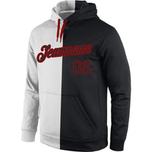 Загрузить изображение в средство просмотра галереи, Custom Stitched White Black-Red Split Fashion Sports Pullover Sweatshirt Hoodie
