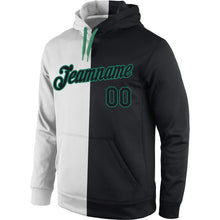 Load image into Gallery viewer, Custom Stitched White Black-Kelly Green Split Fashion Sports Pullover Sweatshirt Hoodie