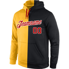 Загрузить изображение в средство просмотра галереи, Custom Stitched Gold Red-Black Split Fashion Sports Pullover Sweatshirt Hoodie
