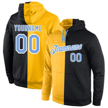 Load image into Gallery viewer, Custom Stitched Gold Light Blue-Black Split Fashion Sports Pullover Sweatshirt Hoodie